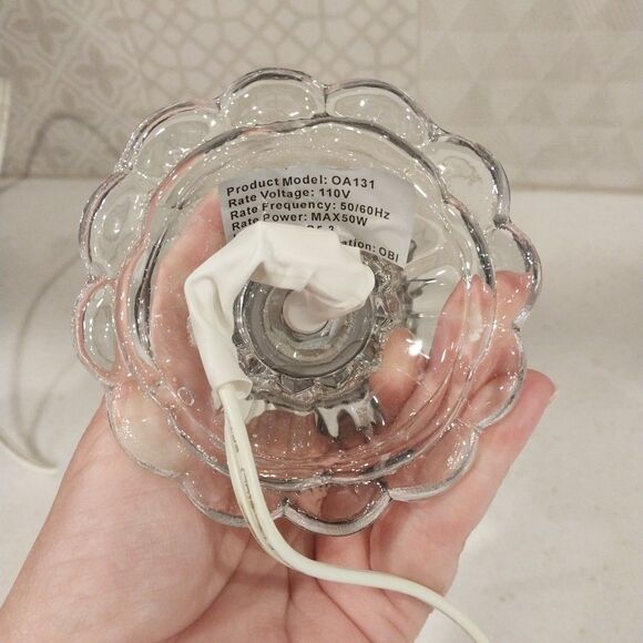 Vintage Dimmable Glass Night Light Bedside Table Lamp Scalloped Base Smokey Top - Picture 8 of 14